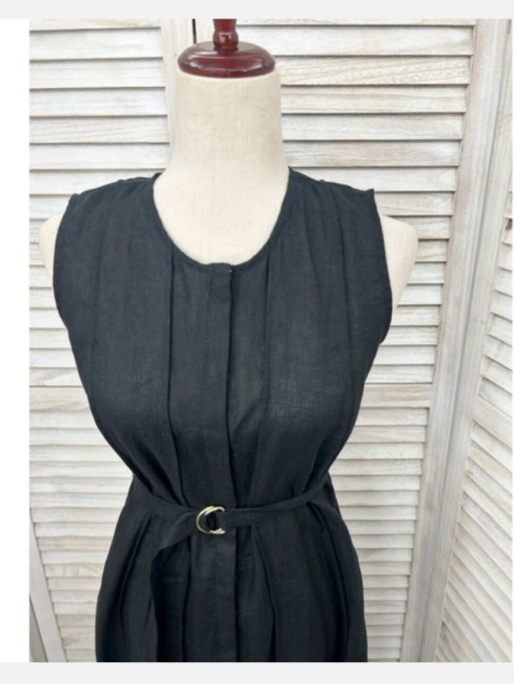 J. Crew Sleeveless Black Belted Linen Dress Xsp